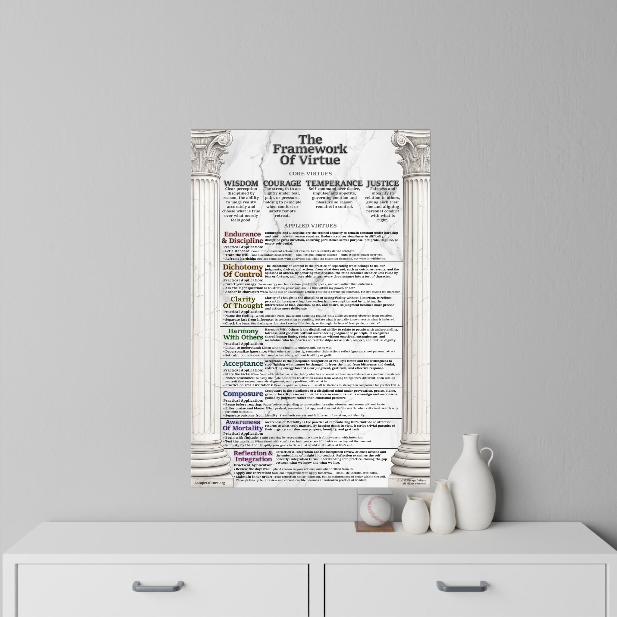 Framework of Virtue Wall Decal